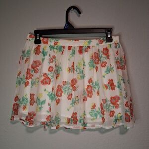 Hollister Floral Skirt Green Red White Yellow Cute Decora Size S